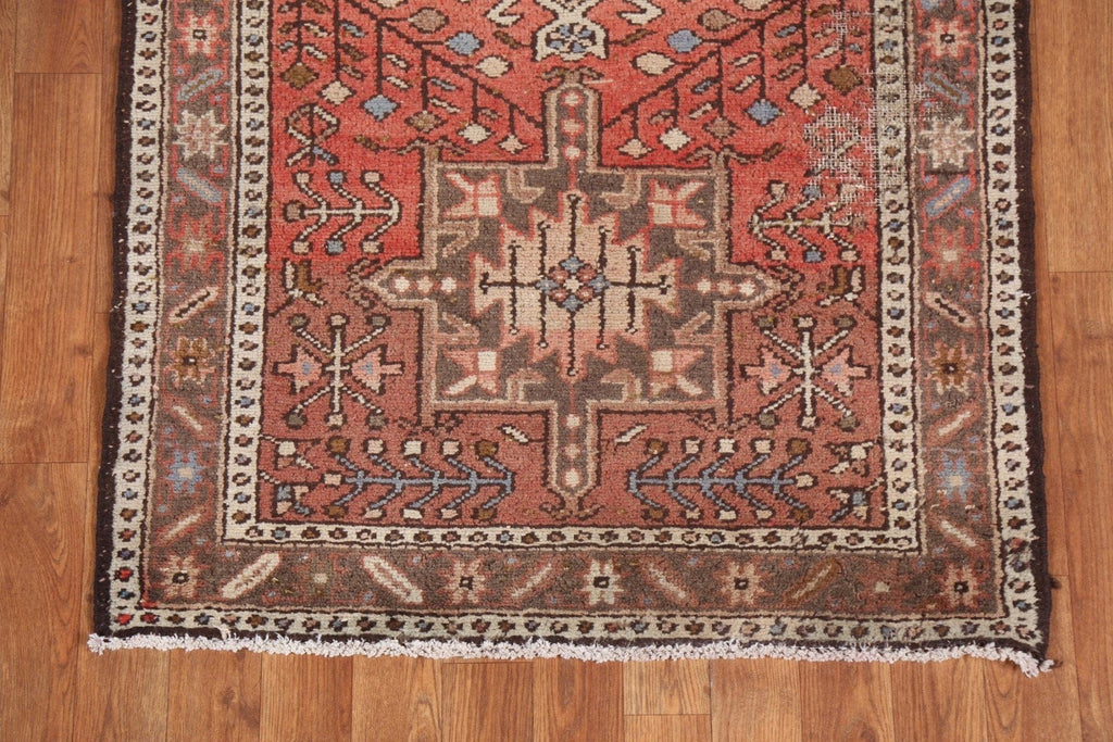 Vintage Wool Gharajeh Persian Runner Rug 3x11