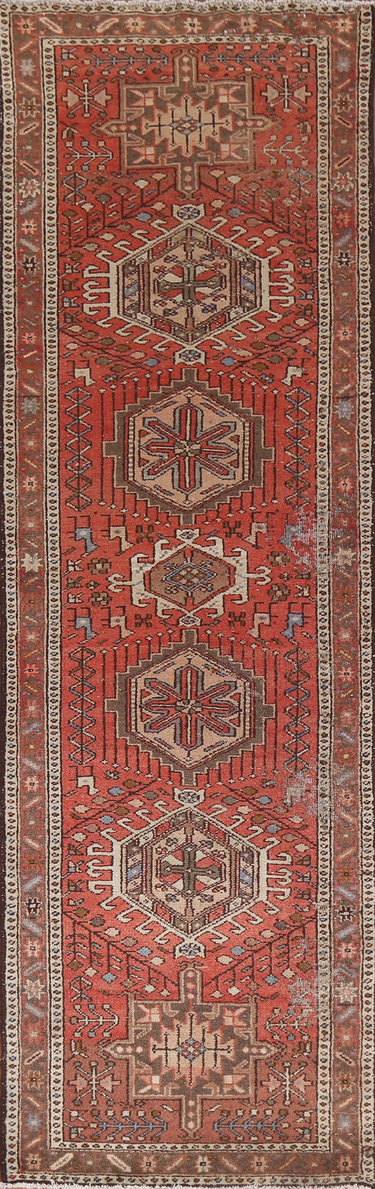 Vintage Wool Gharajeh Persian Runner Rug 3x11