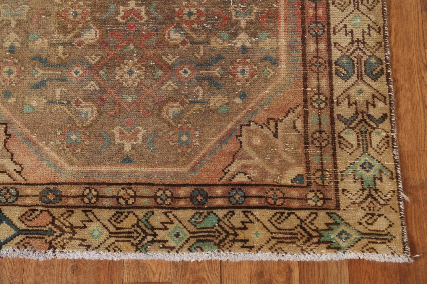 Brown Wool Hamedan Persian Runner Rug 3x10