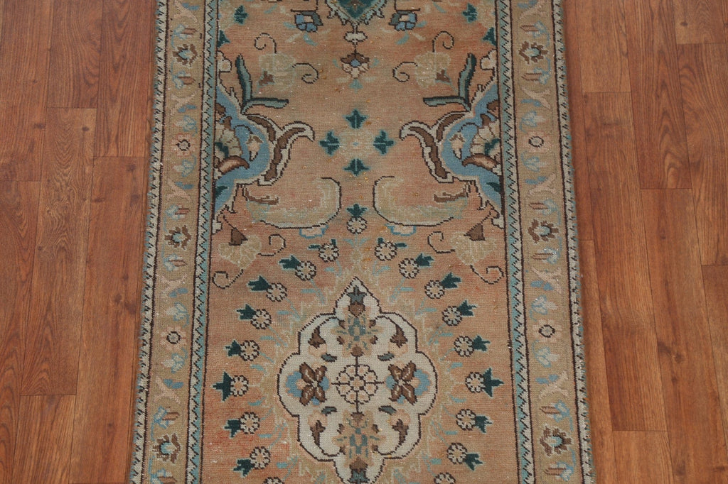 Vegetable Dye Wool Tabriz Persian Runner Rug 2x10