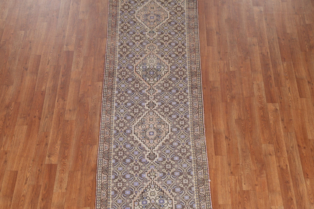 Vintage Geometric Tabriz Persian Runner Rug 2x9