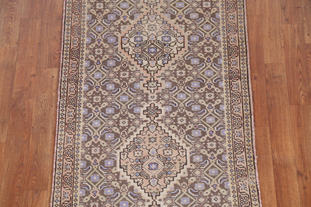 Vintage Geometric Tabriz Persian Runner Rug 2x9