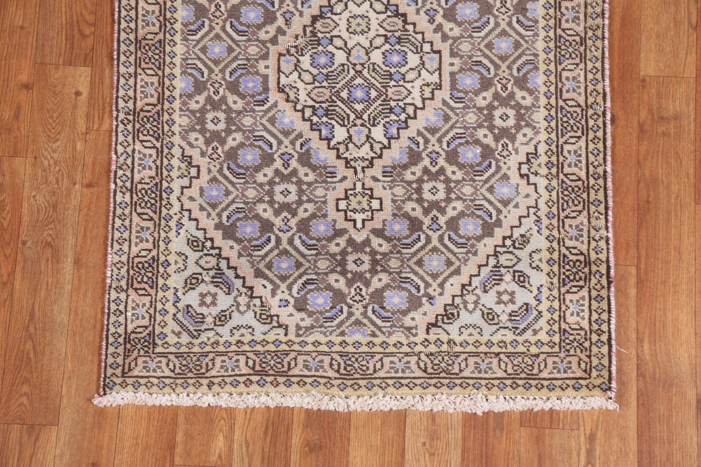 Vintage Geometric Tabriz Persian Runner Rug 2x9