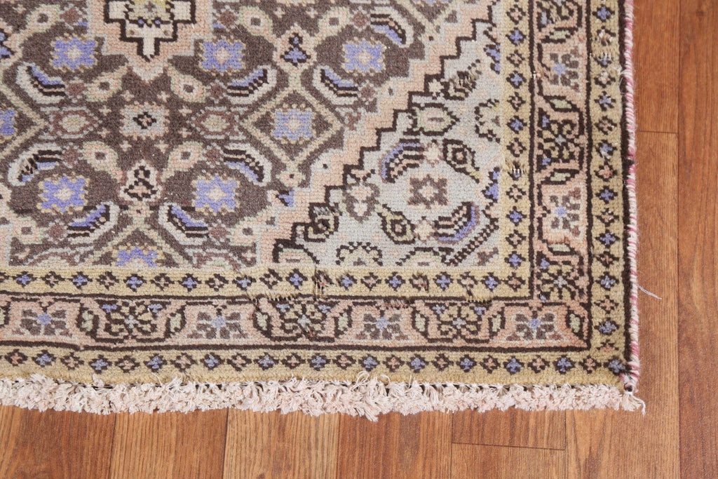 Vintage Geometric Tabriz Persian Runner Rug 2x9