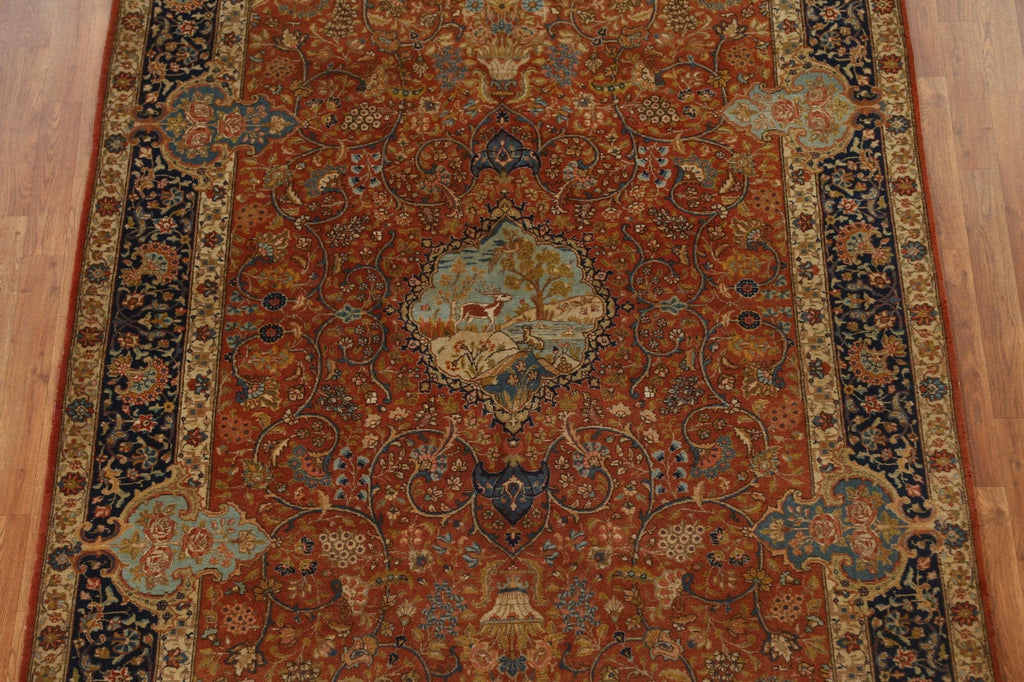 Vegetable Dye Animal Pictorial Tabriz Persian Area Rug 6x9