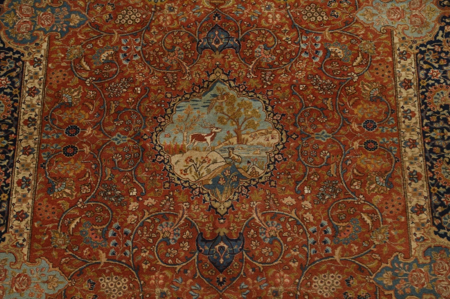 Vegetable Dye Animal Pictorial Tabriz Persian Area Rug 6x9