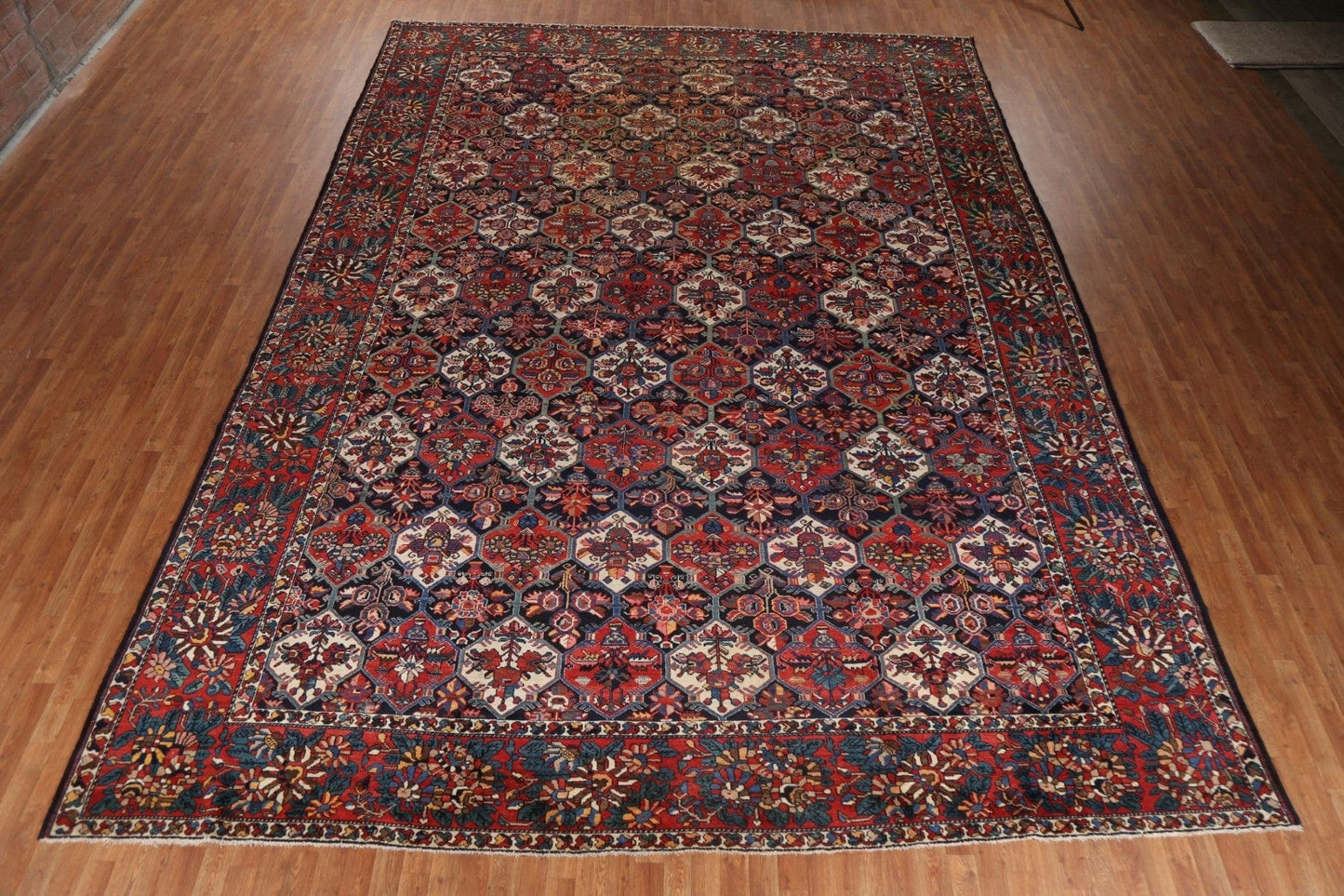 Antique Vegetable Dye Bakhtiari Shalamzar Persian Rug 12x17