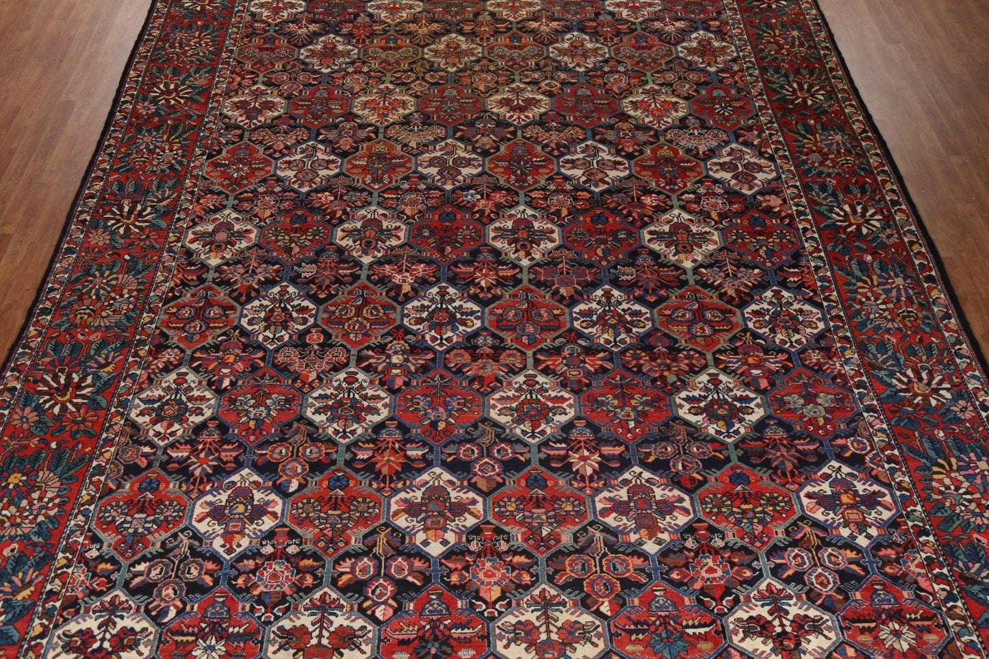 Antique Vegetable Dye Bakhtiari Shalamzar Persian Rug 12x17