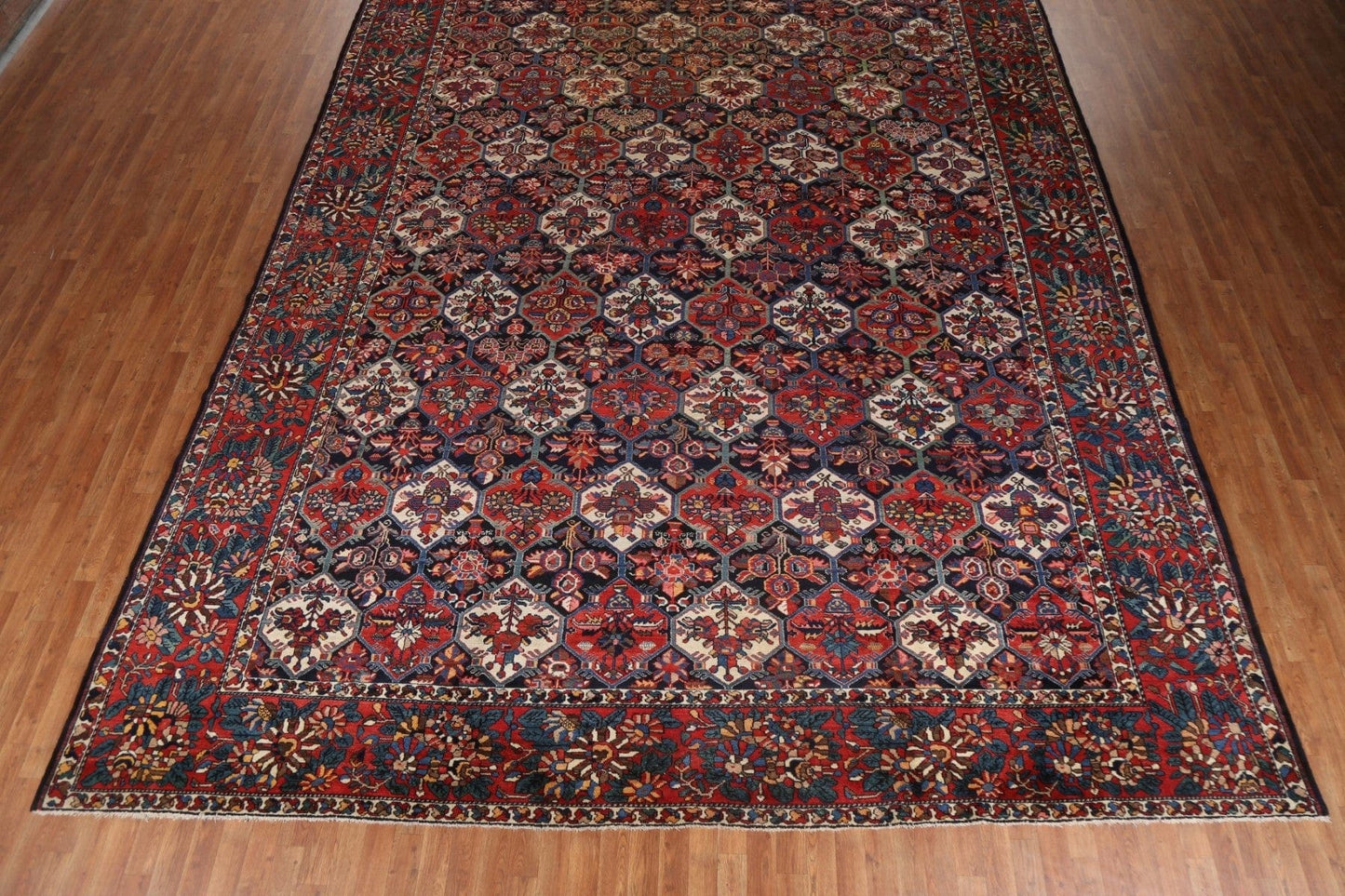 Antique Vegetable Dye Bakhtiari Shalamzar Persian Rug 12x17