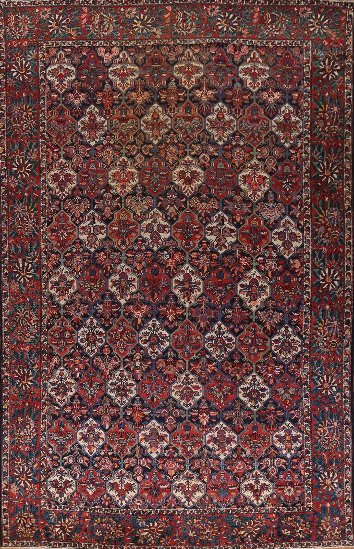 Antique Vegetable Dye Bakhtiari Shalamzar Persian Rug 12x17