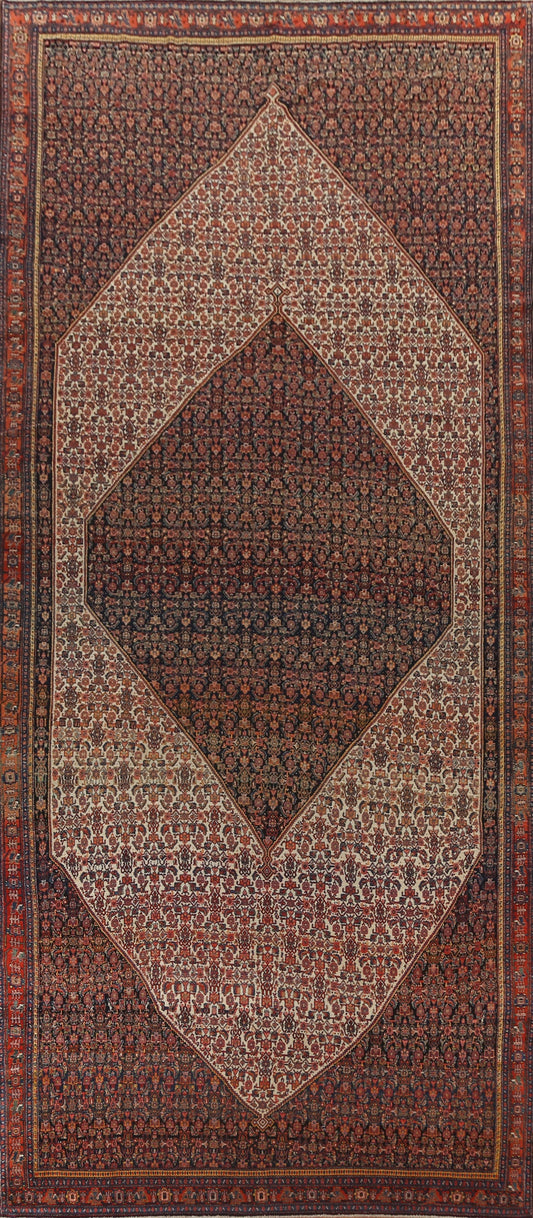 Pre-1900 Antique Vegetable Dye Senneh Persian Rug 8x20