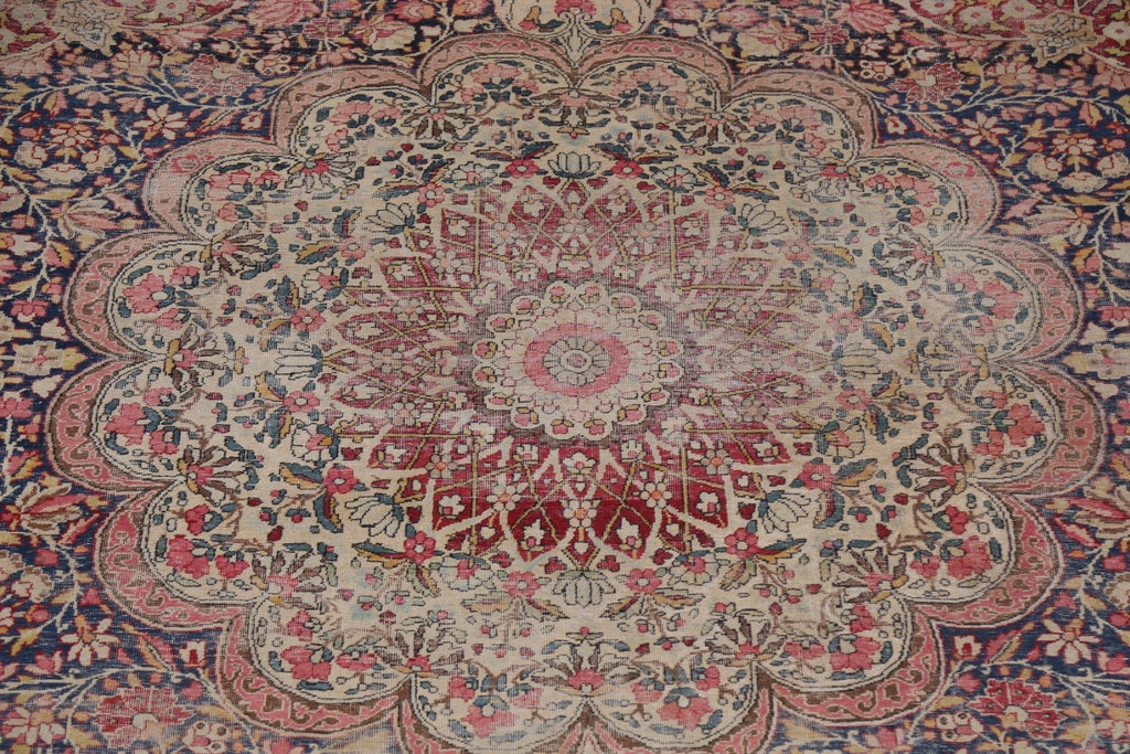 Pre-1900 Antique Vegetable Dye Kerman Lavar Persian Rug 10x12