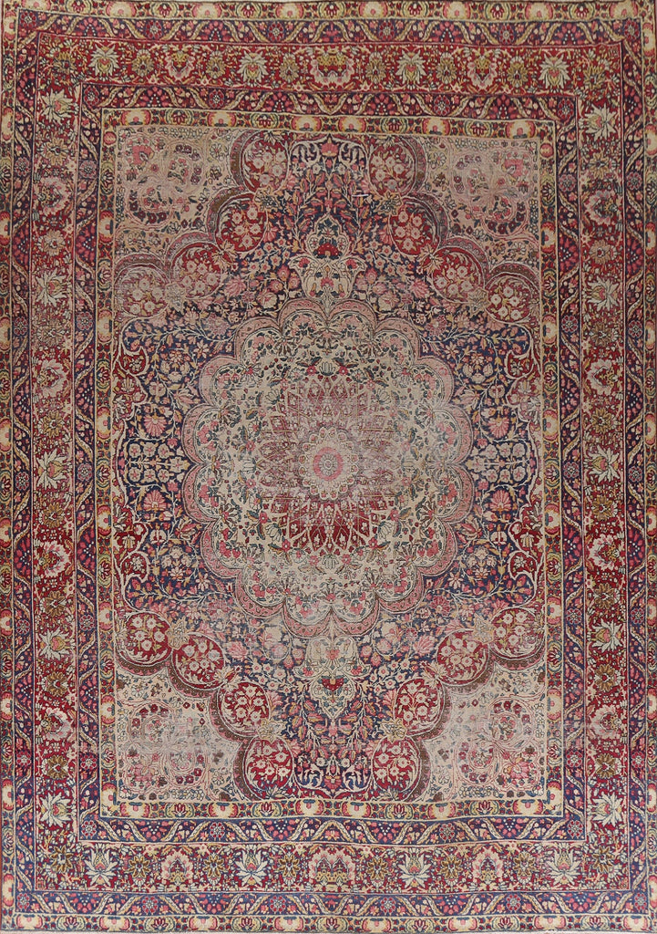 Pre-1900 Antique Vegetable Dye Kerman Lavar Persian Rug 10x12