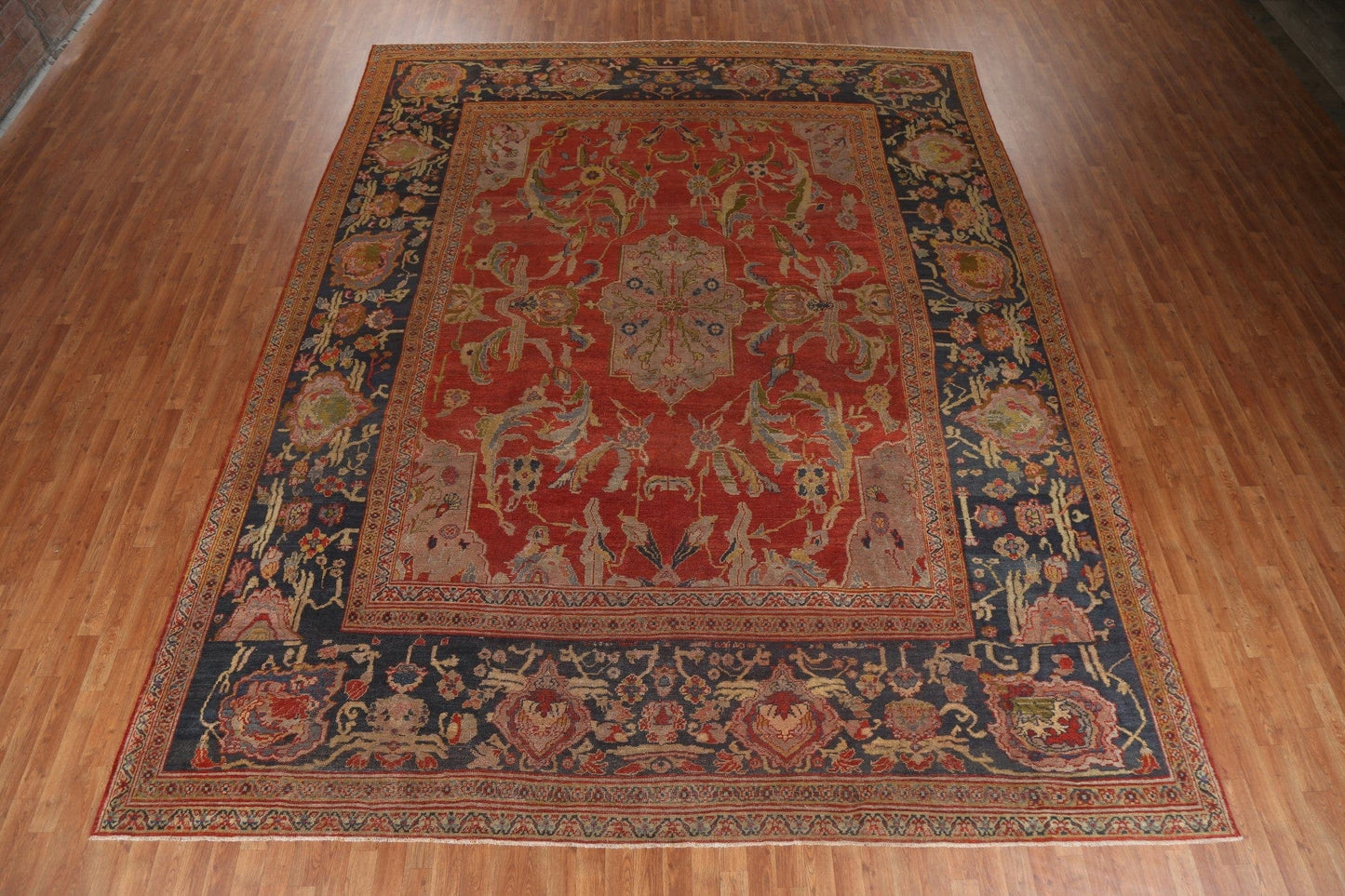 Pre-1900 Antique Vegetable Dye Sultanabad Persian Rug 12x15