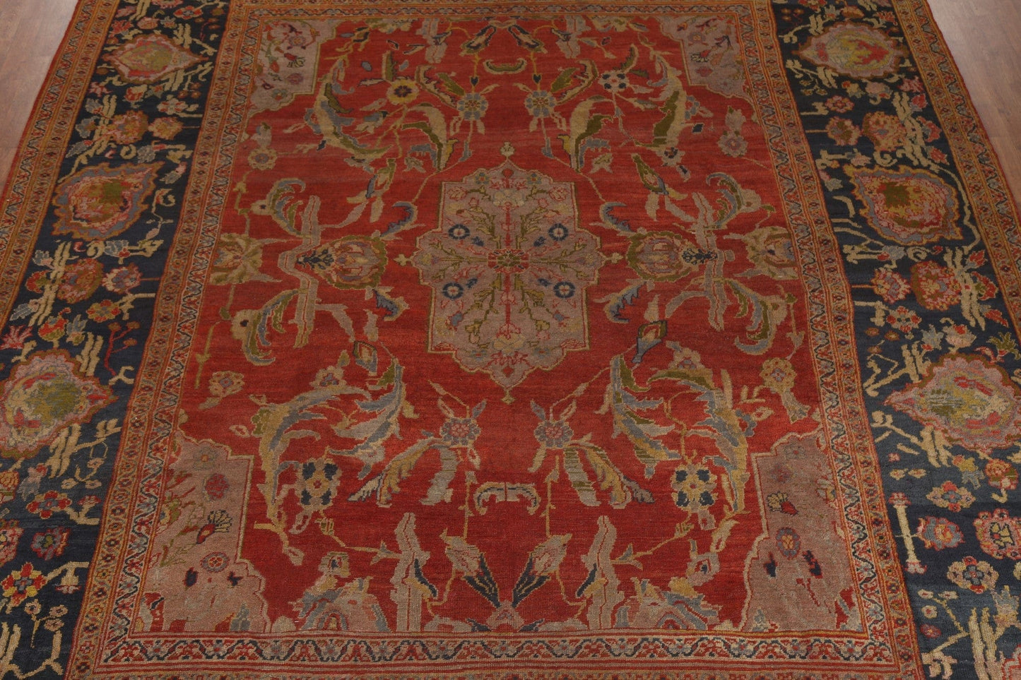 Pre-1900 Antique Vegetable Dye Sultanabad Persian Rug 12x15