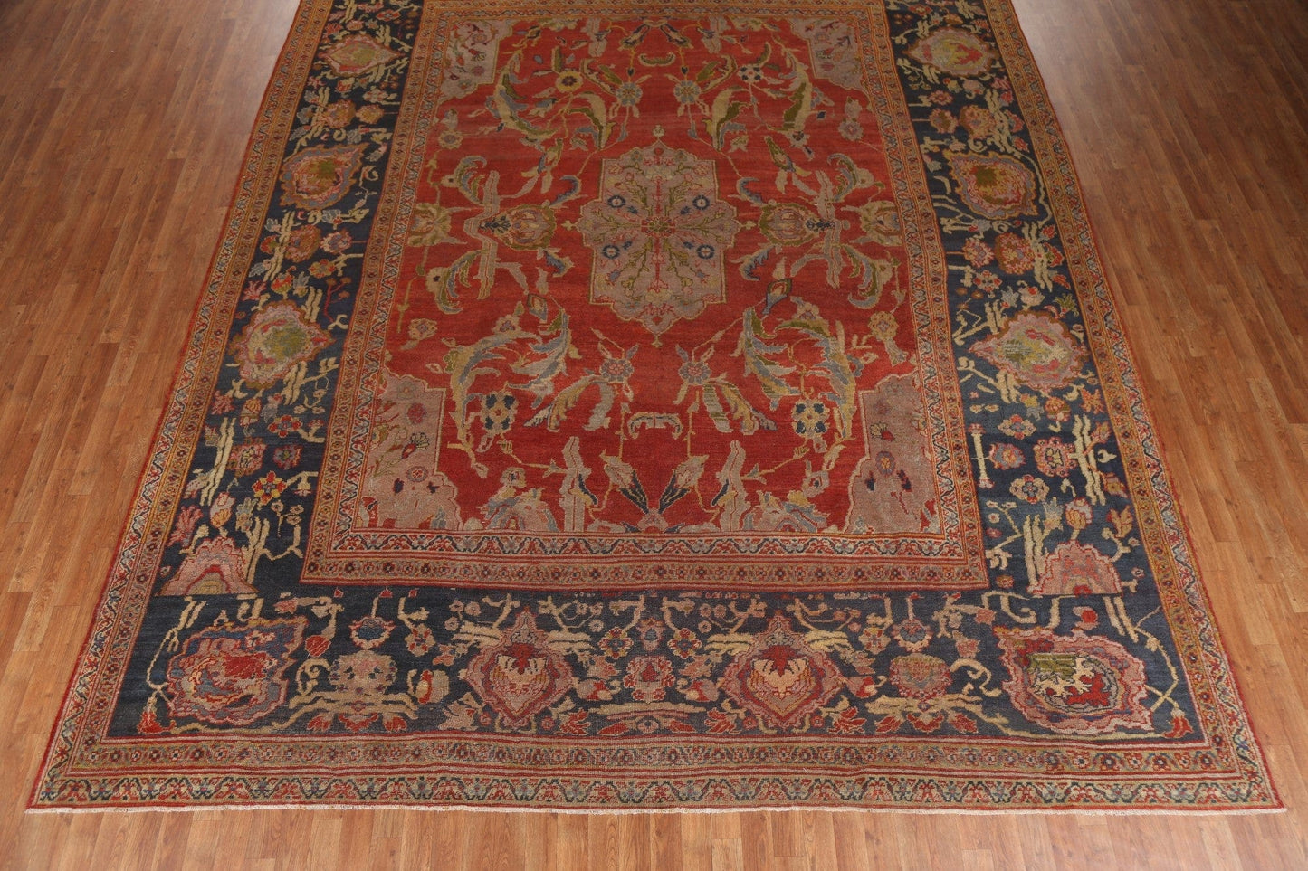 Pre-1900 Antique Vegetable Dye Sultanabad Persian Rug 12x15