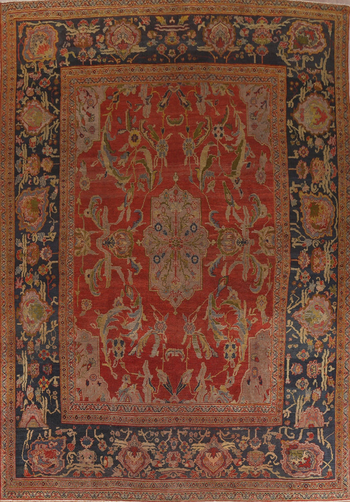 Pre-1900 Antique Vegetable Dye Sultanabad Persian Rug 12x15