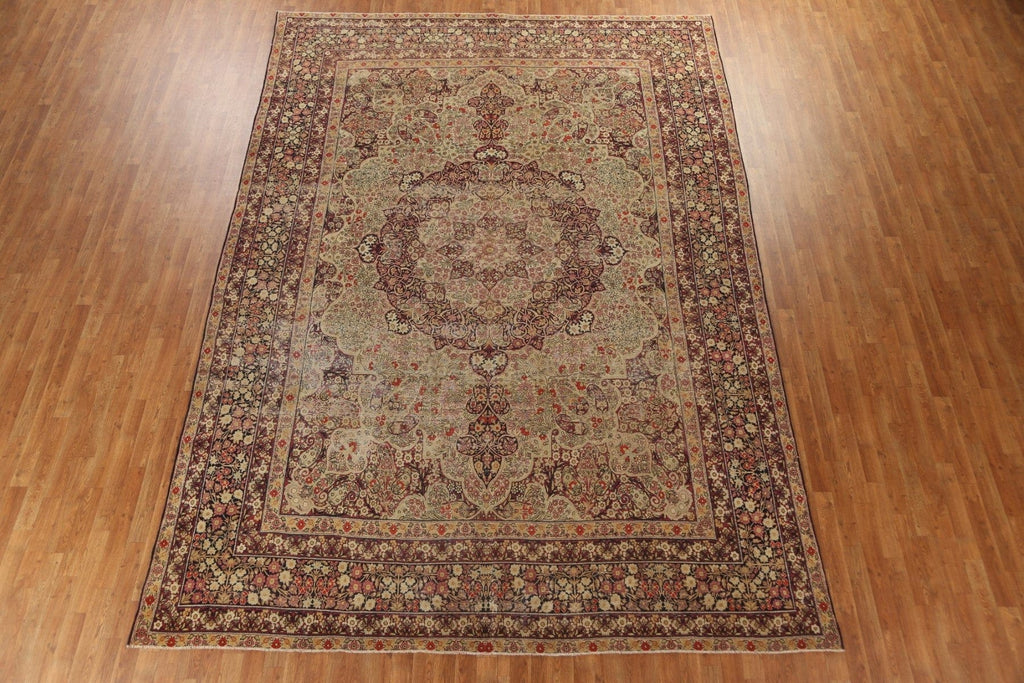 Pre-1900 Antique Vegetable Dye Kerman Lavar Persian Rug 9x13