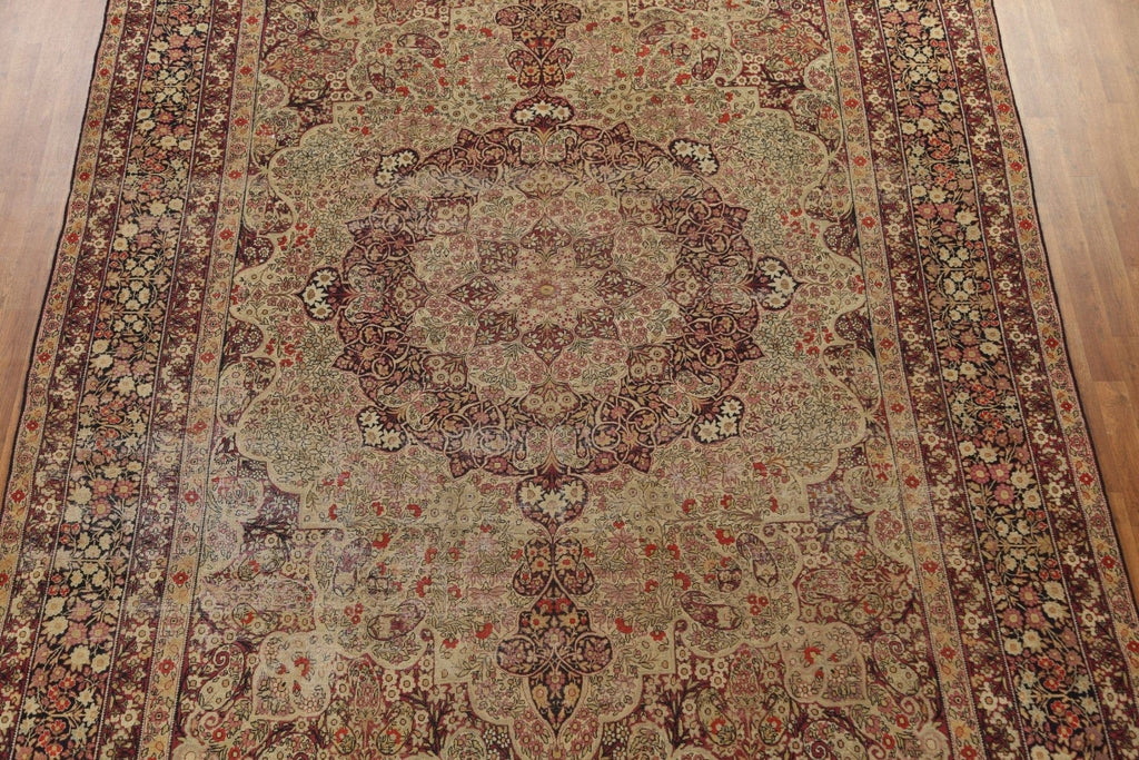 Pre-1900 Antique Vegetable Dye Kerman Lavar Persian Rug 9x13