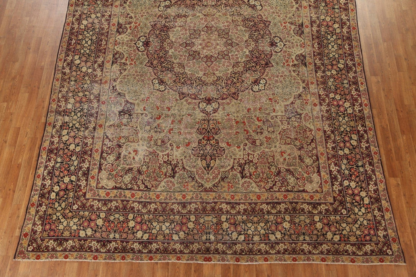 Pre-1900 Antique Vegetable Dye Kerman Lavar Persian Rug 9x13