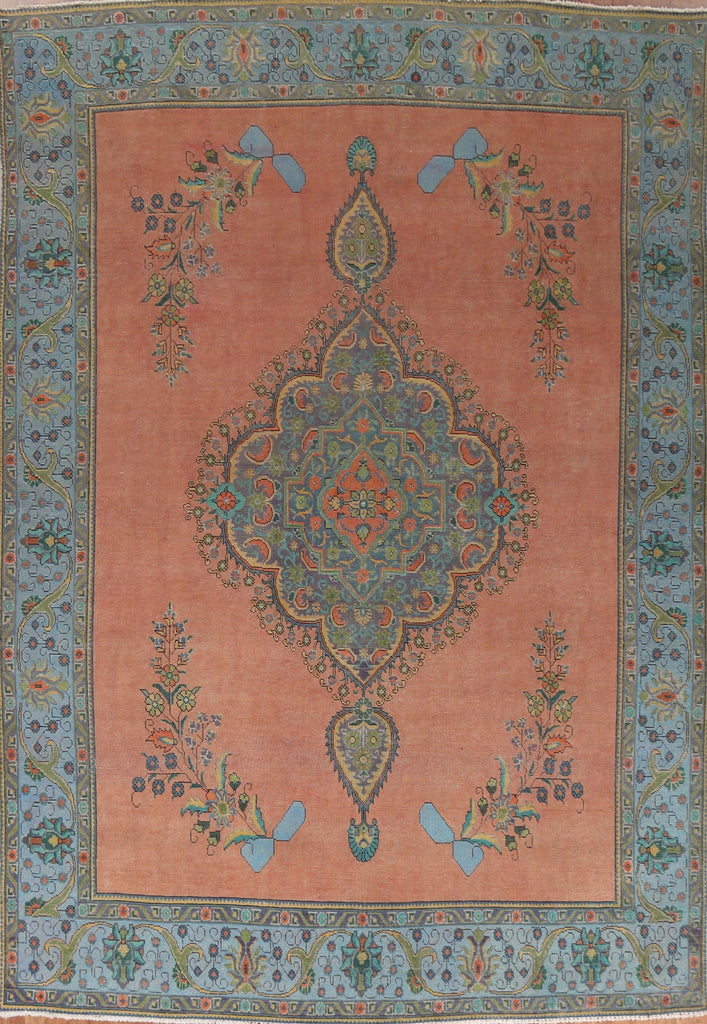 Distressed Over-Dyed Tabriz Persian Area Rug 9x12