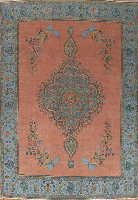 Distressed Over-Dyed Tabriz Persian Area Rug 9x12