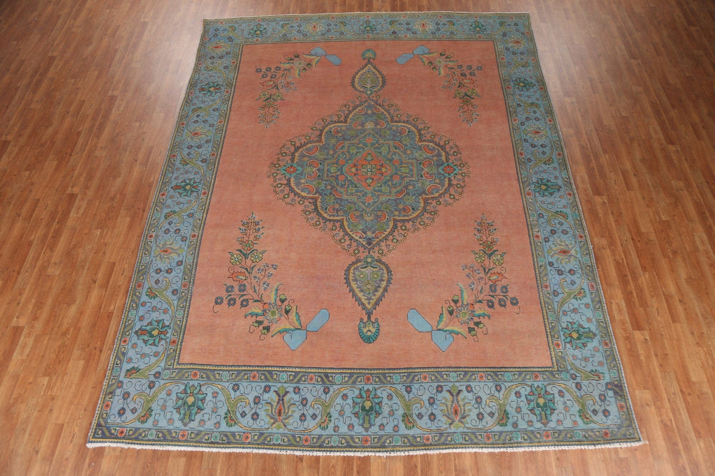 Distressed Over-Dyed Tabriz Persian Area Rug 9x12