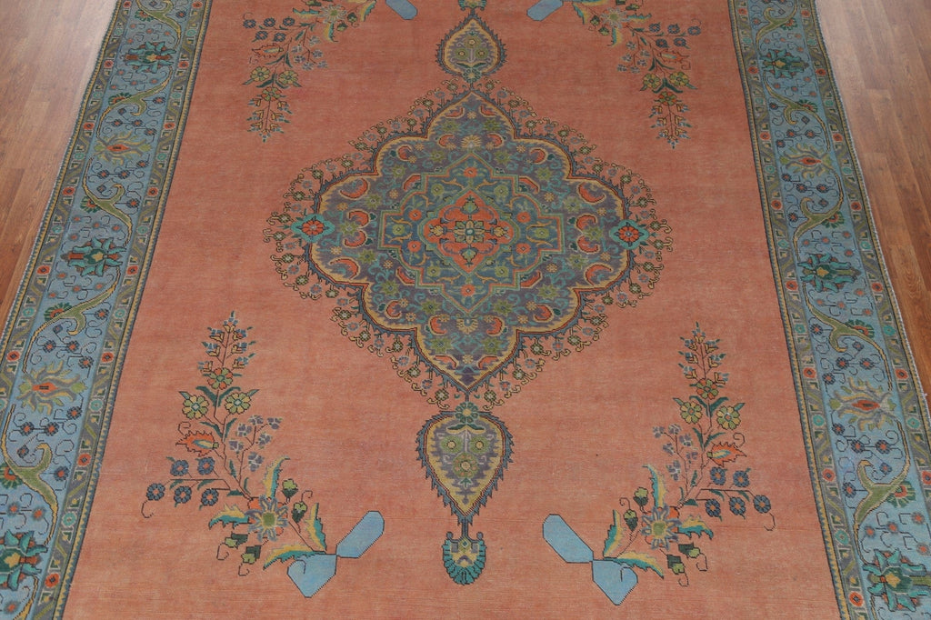 Distressed Over-Dyed Tabriz Persian Area Rug 9x12