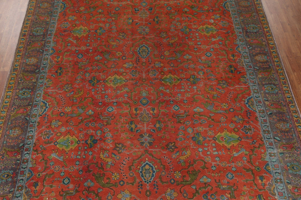 Distressed Wool Tabriz Persian Area Rug 10x13