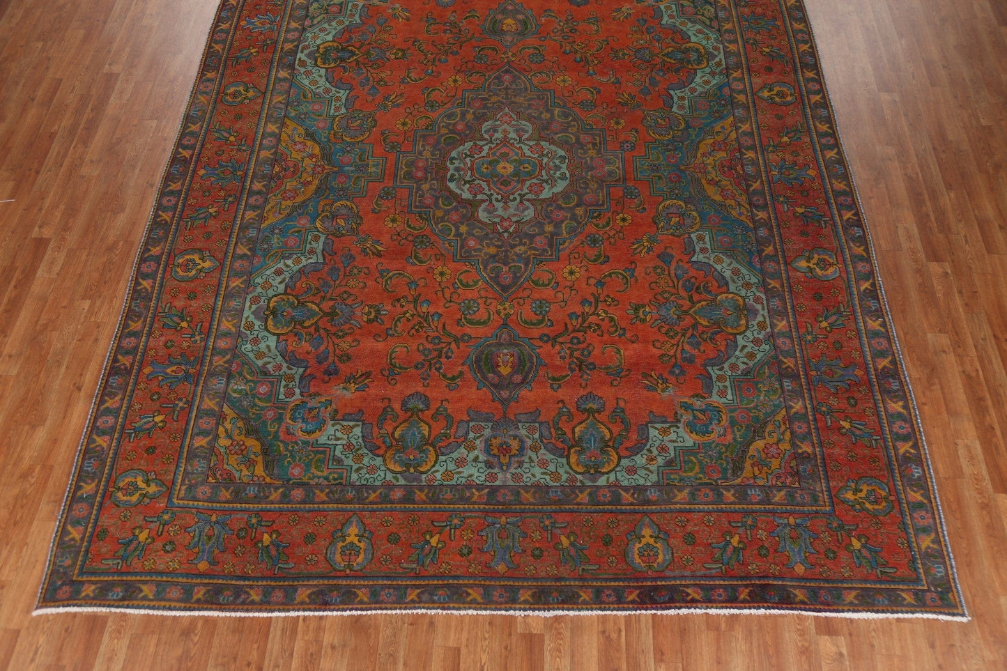 Distressed Over-Dyed Tabriz Persian Area Rug 10x13