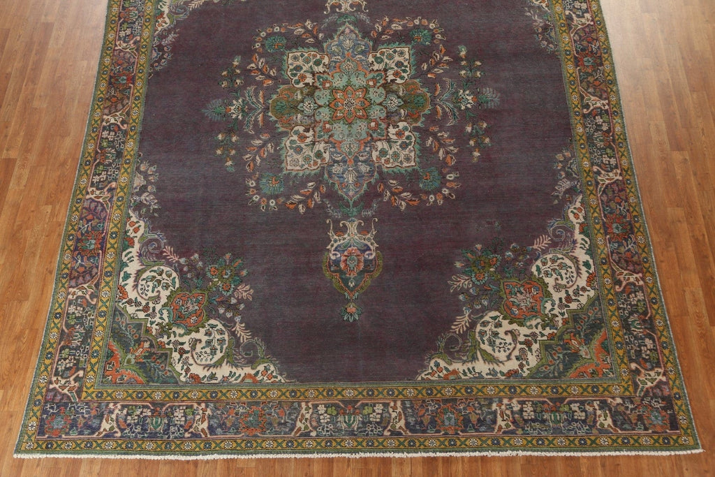 Distressed Over-Dyed Tabriz Persian Area Rug 10x12