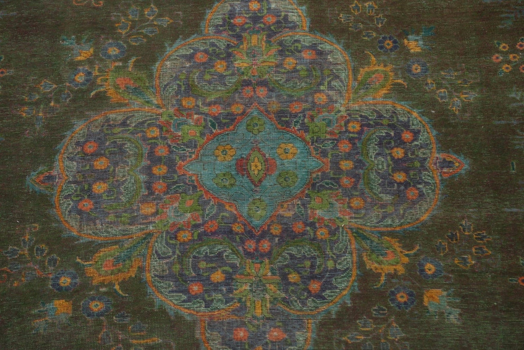 Distressed Over-Dyed Tabriz Persian Area Rug 10x13