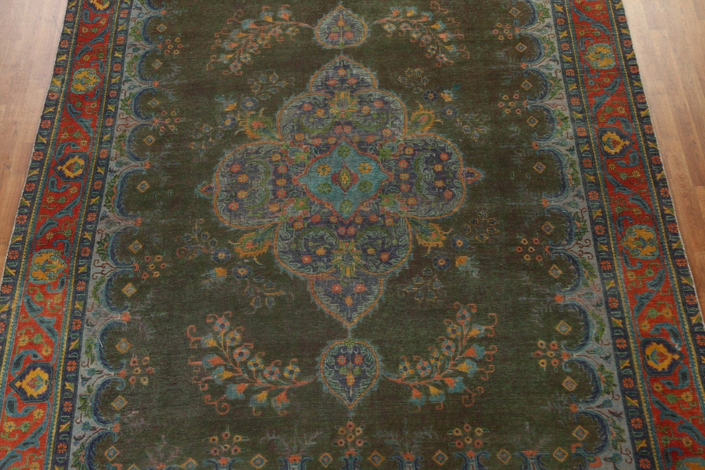 Distressed Over-Dyed Tabriz Persian Area Rug 10x13