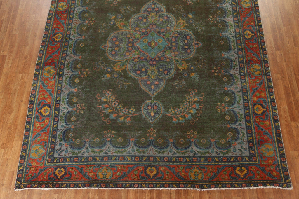 Distressed Over-Dyed Tabriz Persian Area Rug 10x13