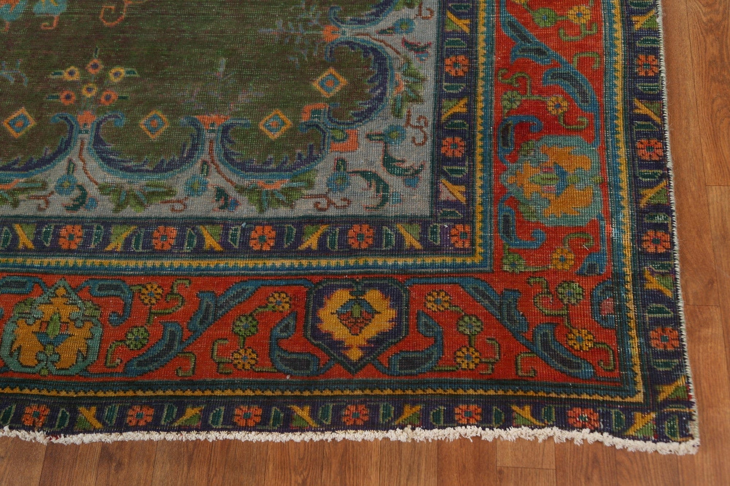 Distressed Over-Dyed Tabriz Persian Area Rug 10x13