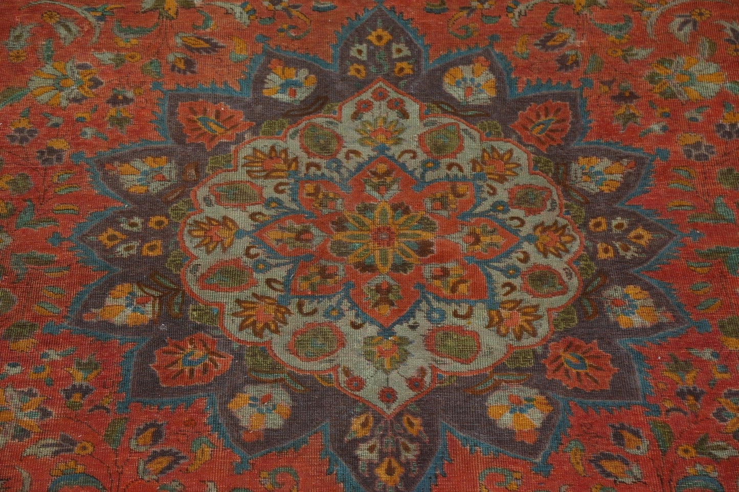 Distressed Over-Dyed Tabriz Persian Area Rug 10x13