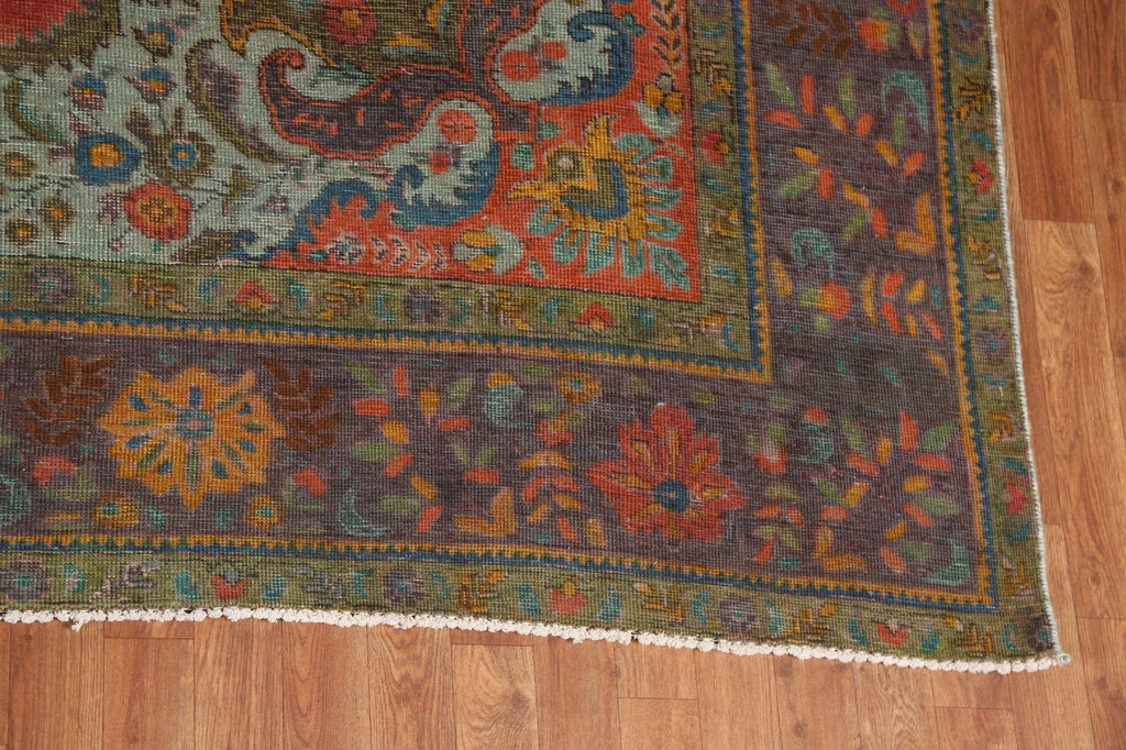 Distressed Over-Dyed Tabriz Persian Area Rug 10x13