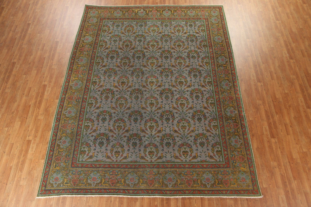 Distressed Wool Tabriz Persian Area Rug 10x12