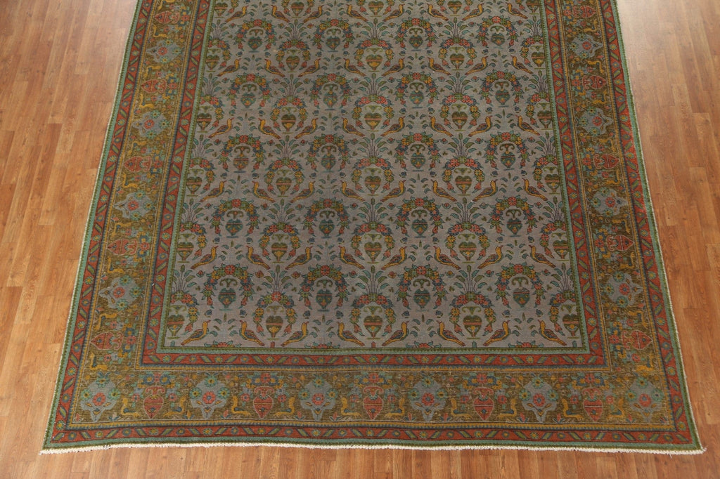 Distressed Wool Tabriz Persian Area Rug 10x12