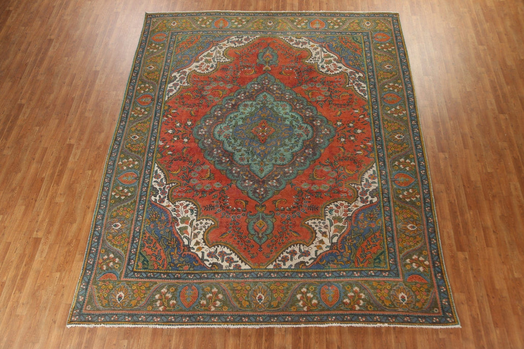 Distressed Over-Dyed Tabriz Persian Area Rug 10x12