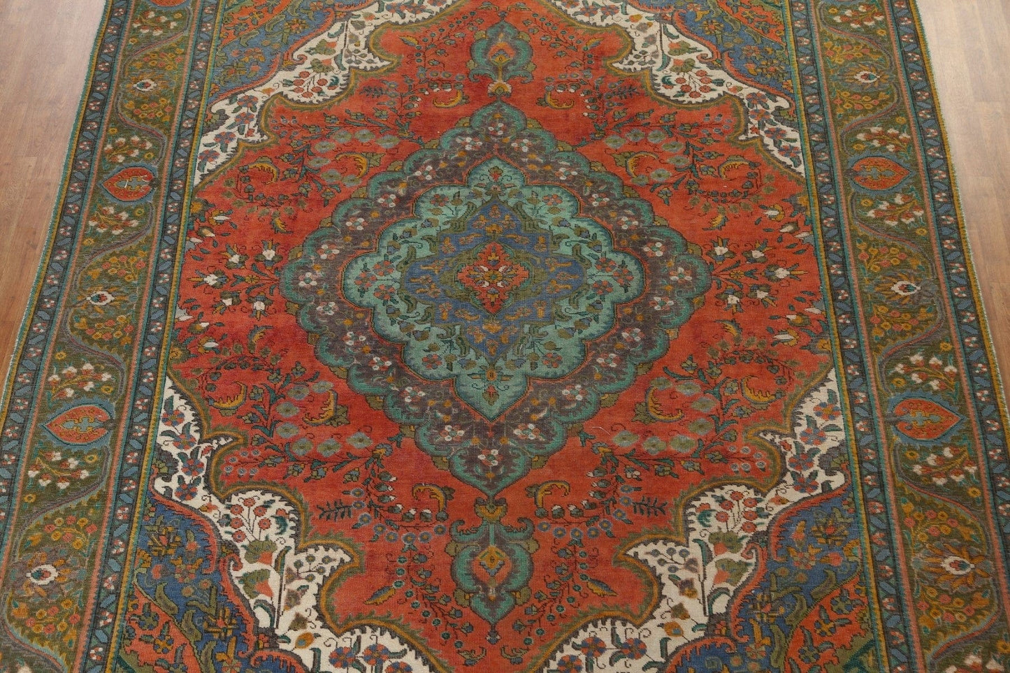 Distressed Over-Dyed Tabriz Persian Area Rug 10x12