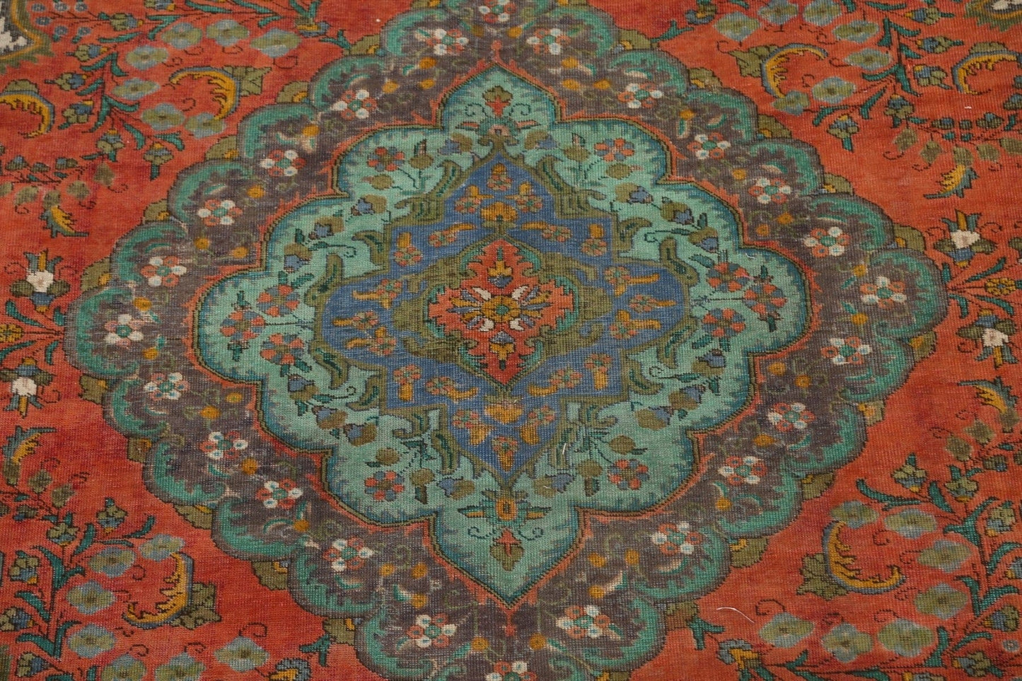 Distressed Over-Dyed Tabriz Persian Area Rug 10x12