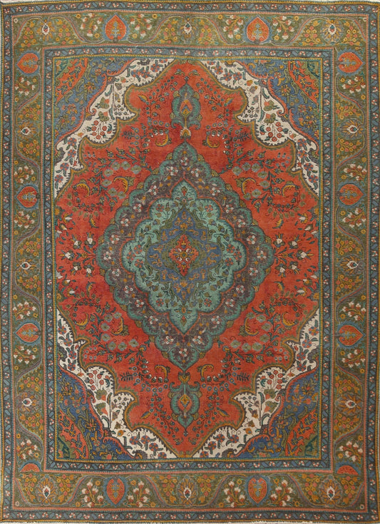 Distressed Over-Dyed Tabriz Persian Area Rug 10x12