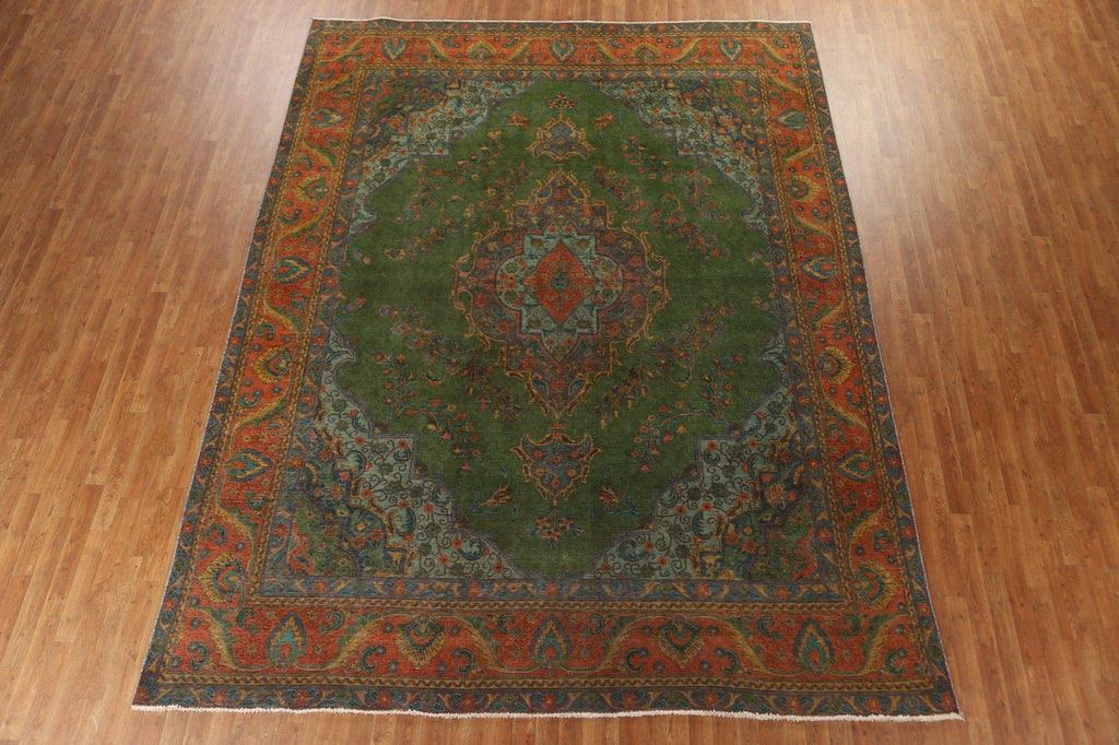 Green Over-Dyed Tabriz Persian Area Rug 10x12