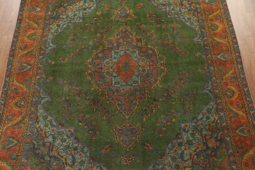 Green Over-Dyed Tabriz Persian Area Rug 10x12