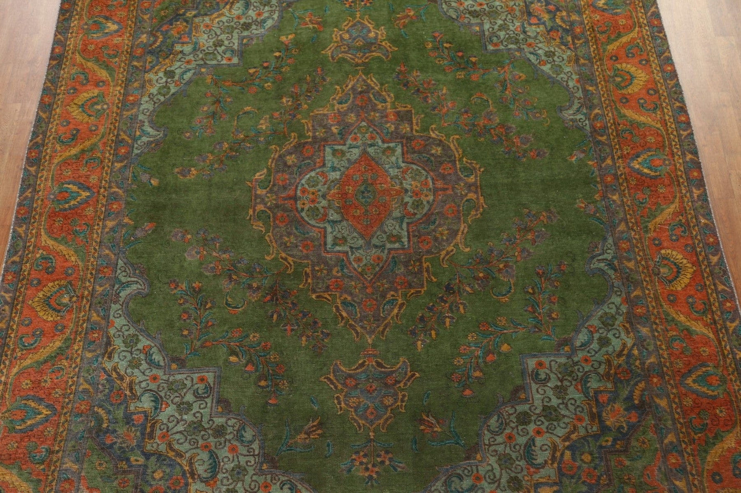 Green Over-Dyed Tabriz Persian Area Rug 10x12