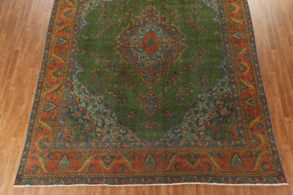 Green Over-Dyed Tabriz Persian Area Rug 10x12