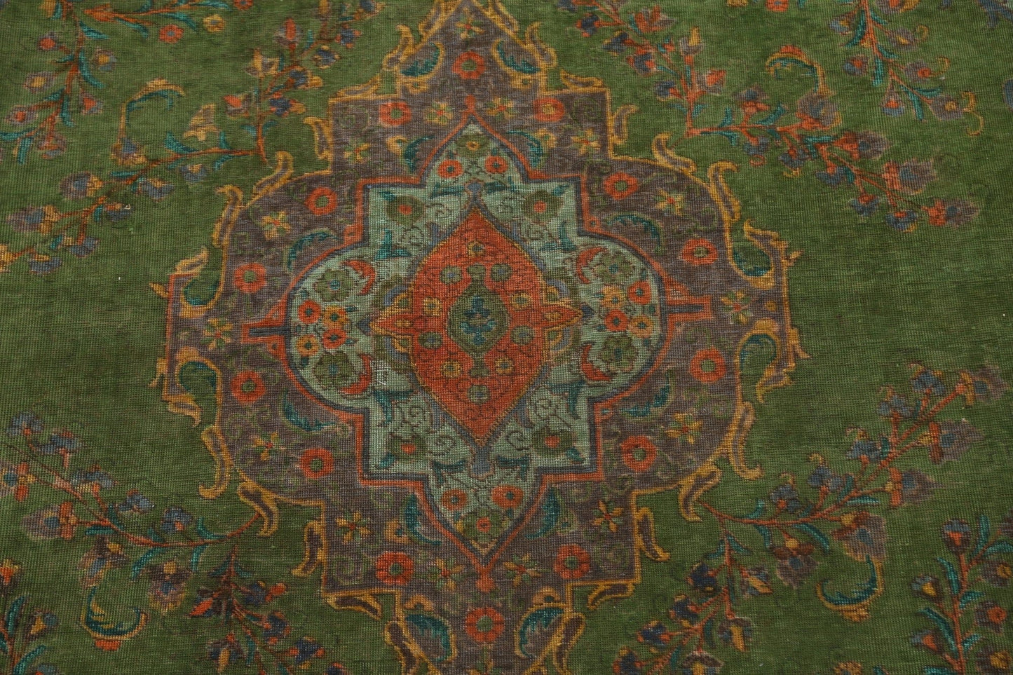 Green Over-Dyed Tabriz Persian Area Rug 10x12