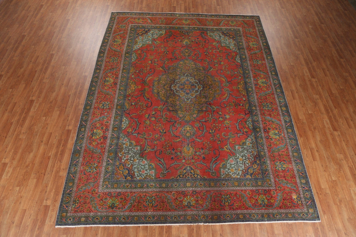 Distressed Over-Dyed Tabriz Persian Area Rug 10x13