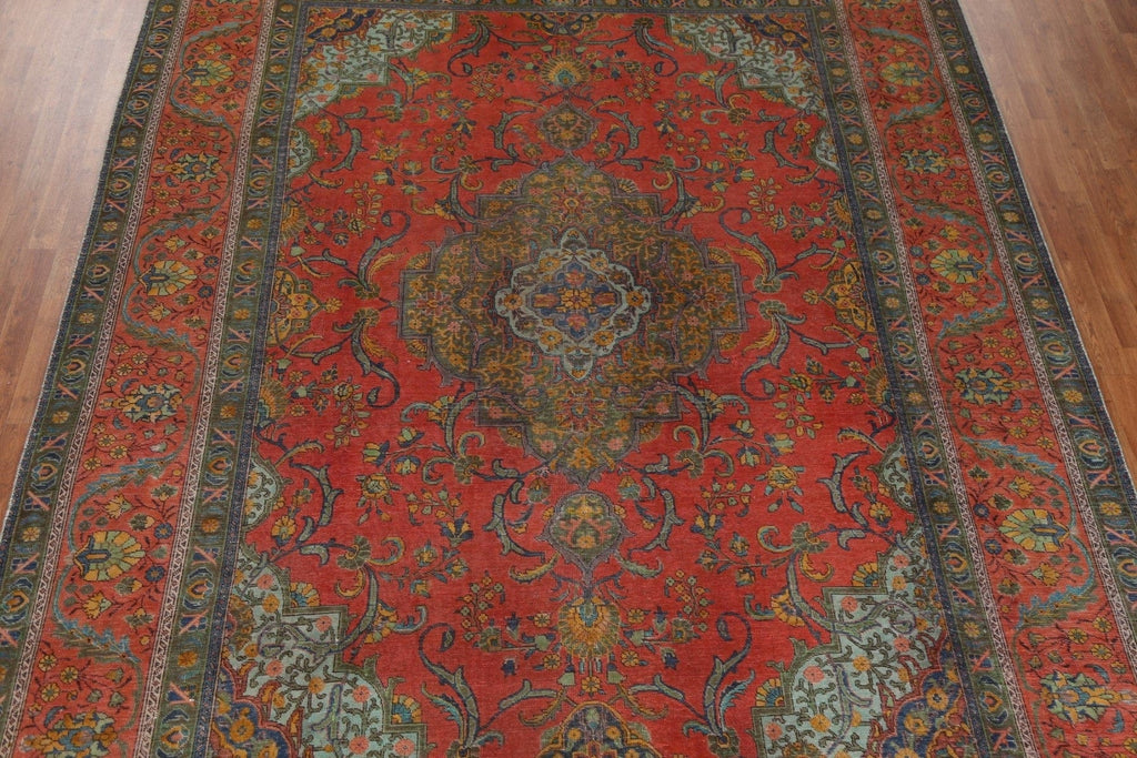 Distressed Over-Dyed Tabriz Persian Area Rug 10x13